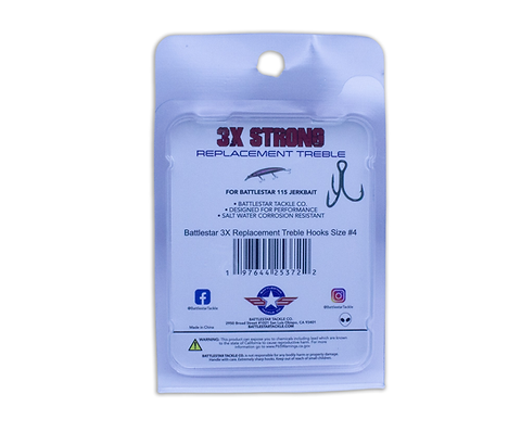 Battlestar replacement treble hooks 3x strong